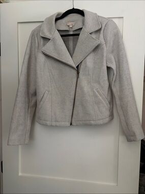 Hem & Thread Light Gray Suede Moto Jacket